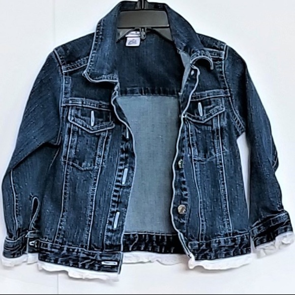 denim jacket with lace trim